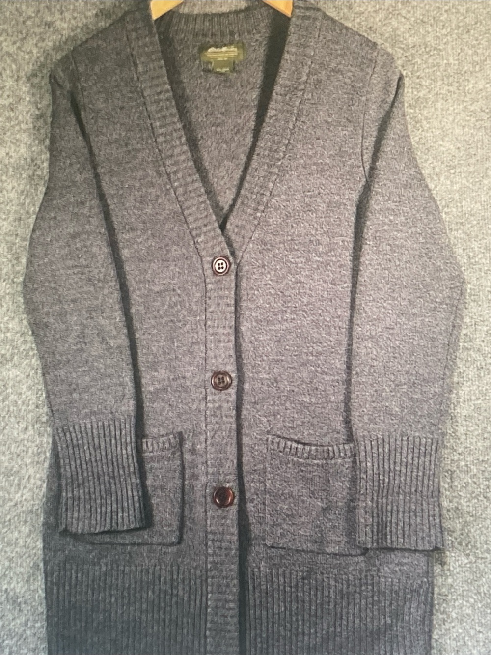 Eddie Bauer Gray Long Knit Cardigan Sweater